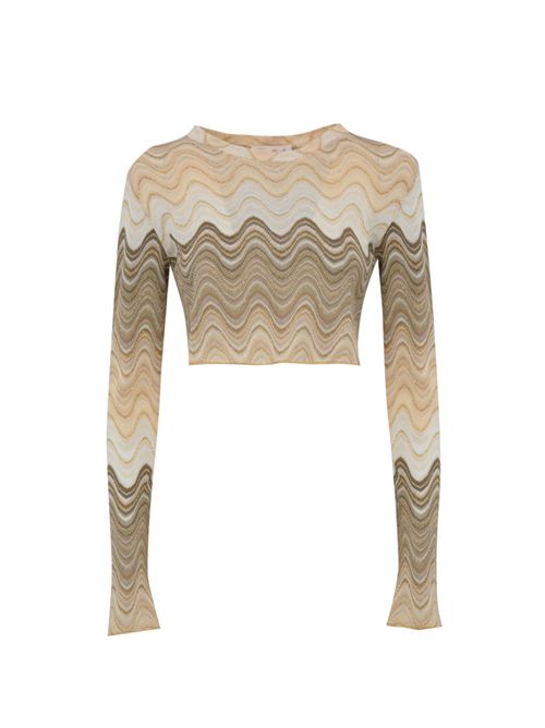 T-shirt cropped Siviglia in maglia raschel Beige Mc2 Saint Barth | SIVIGLIA00187H RACHEL SEA WAVE 11